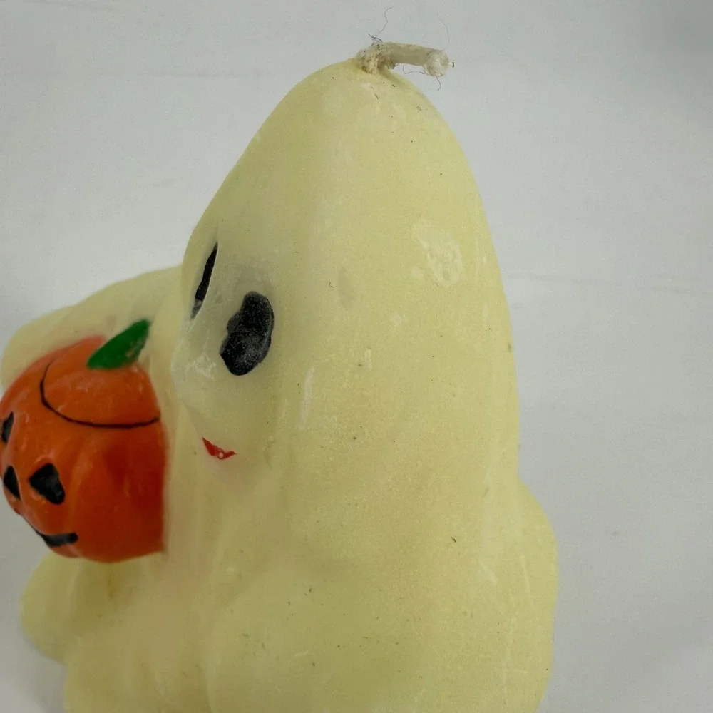 Vintage Sonoma Halloween Ghost Glow in the Dark Candle with Pumpkin Spooky Retro